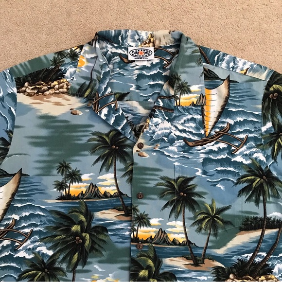 Pacific Legend Mens Hawaiian Shirt XL Extra Large Made In Hawaii Blue Cotton - Picture 2 of 12